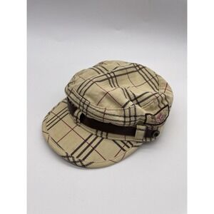 Vtg Fox Riders Co. Racing/Cabbie/News Boy Hat Brown/Beige Tweed Women's
